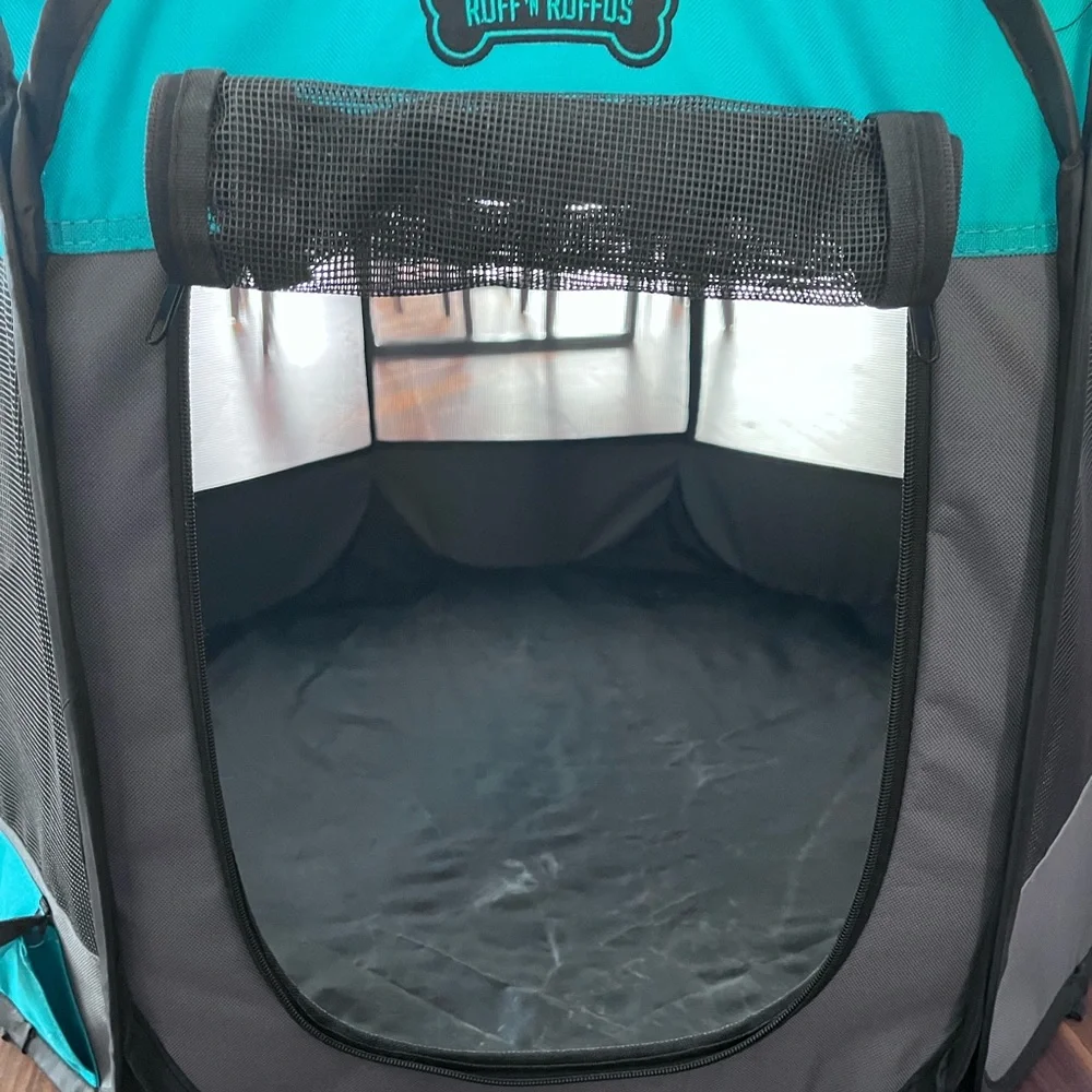 Teal and Gray Dog Travel Carrier